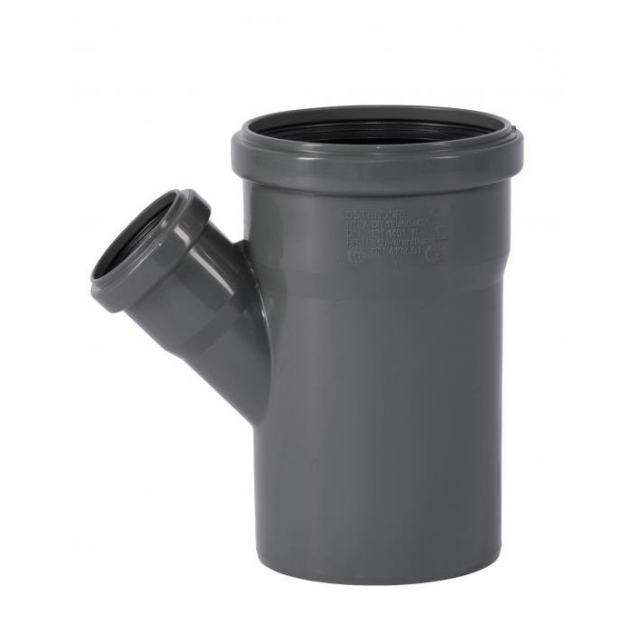 Iekštelpu notekūdeņu tee WAVIN Optima 75 x 50/45°, pelēks