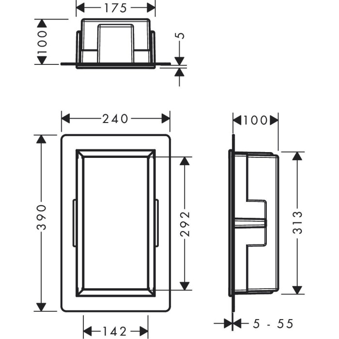 Seinaalune nišš HANSGROHE XtraStoris Original 300 x 150 x 100, must-matt, 56057670