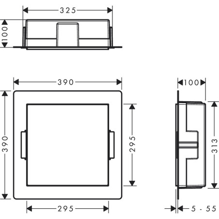 Apakšsienas niša HANSGROHE XtraStoris Original 300 x 300 x 100, melni matēta, 56061670