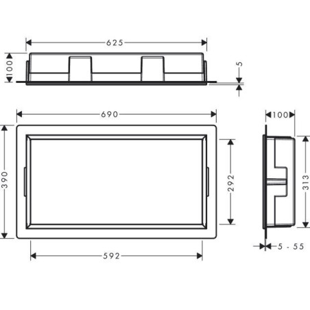 Potinkinė niša HANSGROHE XtraStoris Original 300 x 600 x 100, juoda-matinė, 56064670