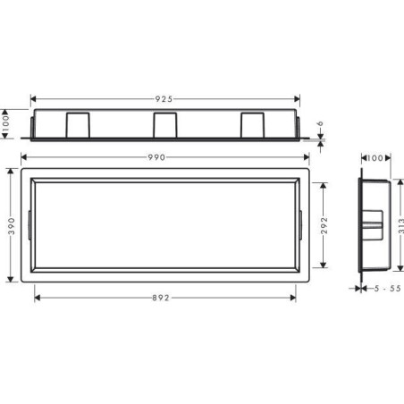 Apakšsienas niša HANSGROHE XtraStoris Original 300 x 900 x 100, melni matēta, 56067670