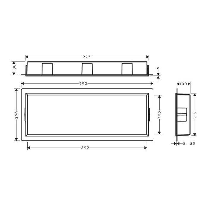Sub-wall niche HANSGROHE XtraStoris Original 300 x 900 x 100, black-matte, 56067670