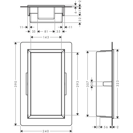 Pre-wall niche HANSGROHE XtraStoris Original 300 x 150 x 70, black-matte, 56092670