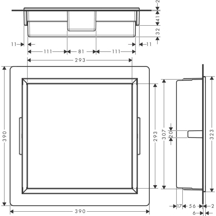Seinaalune nišš HANSGROHE XtraStoris Original 300 x 300 x 70, must-matt, 56093670