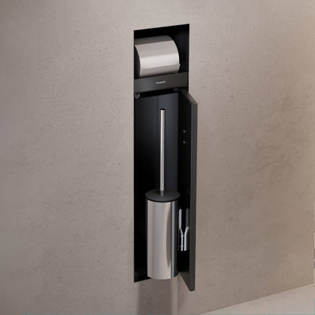 Priekšsienas niša tualetes papīram ar ielīmētu flīžu HANSGROHE XtraStoris Rock, melni matēts, 56062670