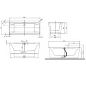Rectangular bathtub VILLEROY & BOSH Squaro Edge 12 Duo 800 x 1800 mm