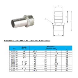 Stuceris šļūtenes nerūsējošajam tēraudam 11,5 mm x 3/8"" ārpuse