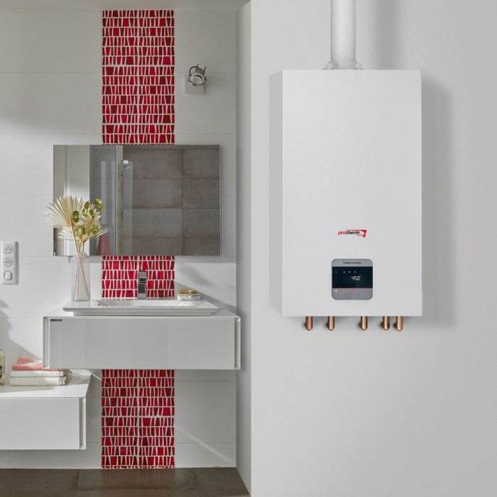 Gaasiga kondensatsioonkatel PROTHERM Panther Condens 25 KKO-CS/1 3.3-26.9 kW koos žguti veesoojendi ühendamise võimalusega
