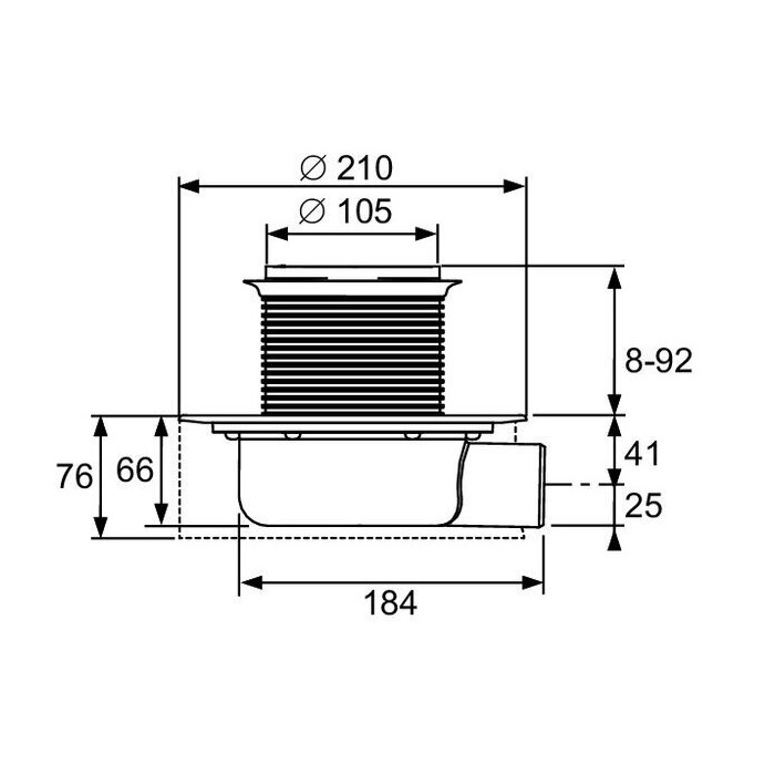 Ramp horizontal TECEdrainpoint S 114 with a "dry" siphon, extremely flat with factory-glued Seal System waterproofing