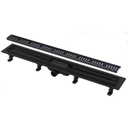 Plastic shower channel kits with black-matte grill ALCADRAIN APZ10BL (Choice of different lengths)