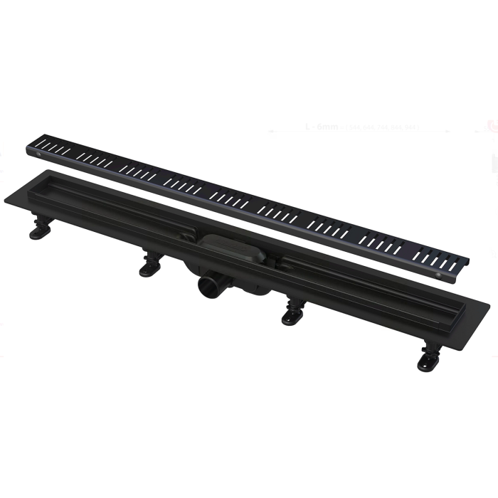 Plastic shower channel kits with black-matte grill ALCADRAIN APZ10BL (Choice of different lengths)
