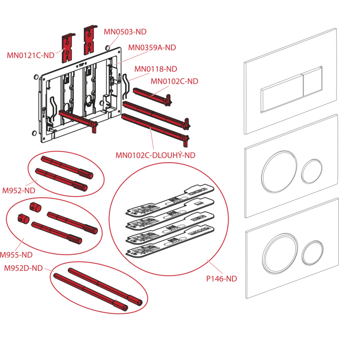 Seina sisse WC raamikomplektid ALCADRAIN (4 in 1) + riputatud seade kaanega IDEAL STANDARD Tesi koos AquaBlade'iga