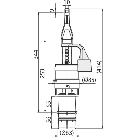 Loputusmehhanism 850 mm kõrgusele seinaraamile ALCADRAIN A06-850