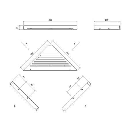 Corner shelf RAVAK Slim C, black-black, X07P650