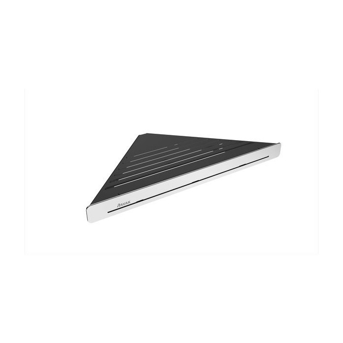 Kampinė lentynėlė RAVAK Slim C, juoda-chromas, X07P576