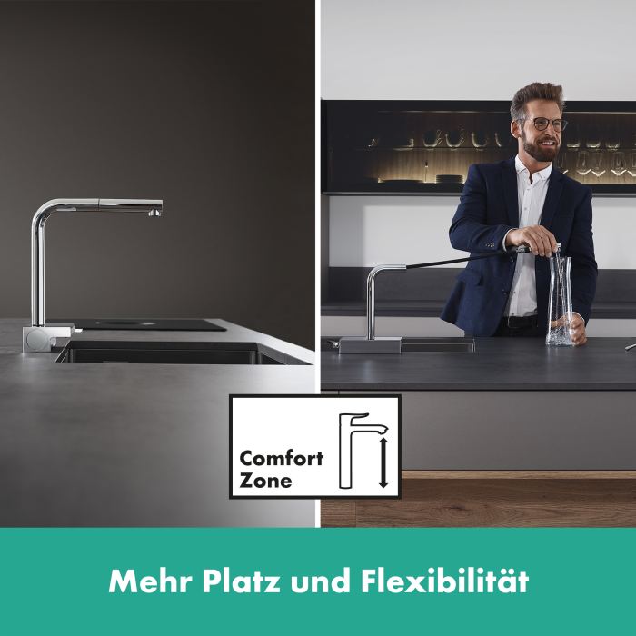 Смеситель для кухни (мойки) с выдвижным шлангом HANSGROHE Aquno Select M81, 73830800