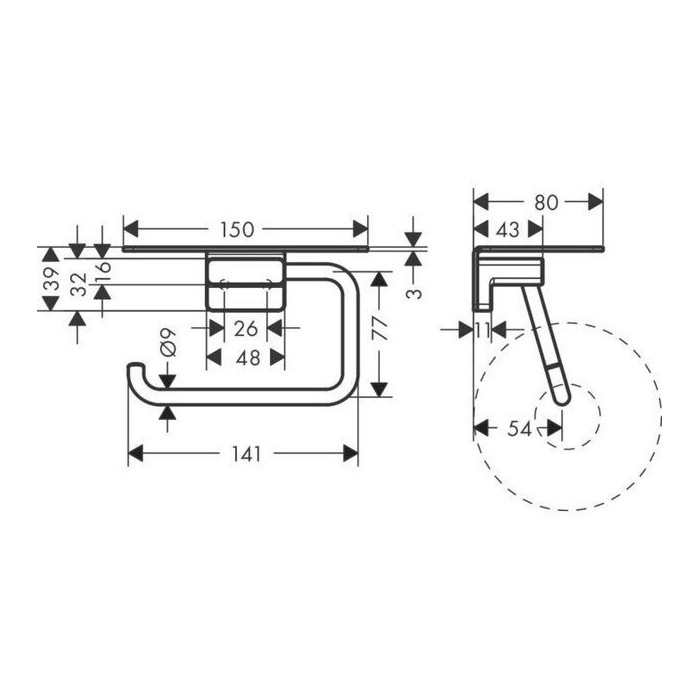 Tualetes papīra turētājs ar plauktu HANSGROHE AddStoris 41772990, pulēts zelts