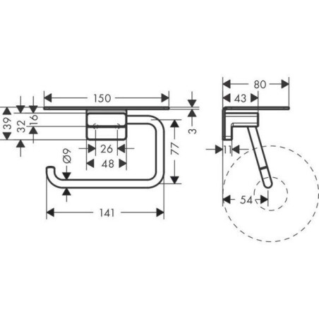 WC-paberi hoidik riiuliga HANSGROHE AddStoris 41772340, muljutised must kroom