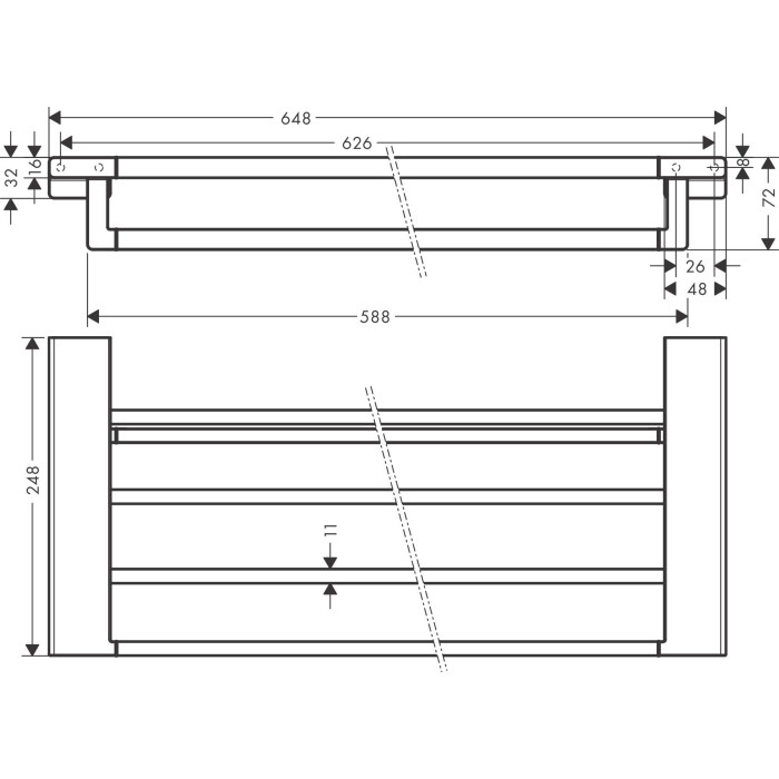 Board for towel HANSGROHE AddStoris 41751000, chrome plated