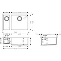 Nerūsējošā tērauda izlietne HANSGROHE 705 x 450 mm, 43429800