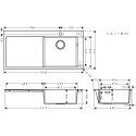 Мойка из нержавеющей стали HANSGROHE 1045 x 510 мм, левая, 43306800