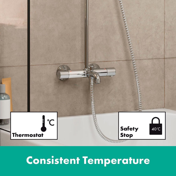 Termostata lietus dušas sistēma ar knābi vannai HANSGROHE Vernis Blend 200 1jet, 26079000