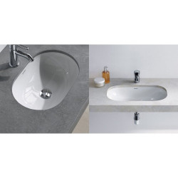 Under the countertop is installed washbasin DURAVIT D-code 560x400, 0338560000