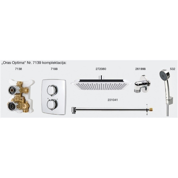 Pre-wall thermostatic shower set ORAS Optima, 7139