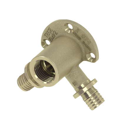 Dubultais instrumentālais elkoņa misiņš TECEflex 16 x 1/2"" vidū, 768501