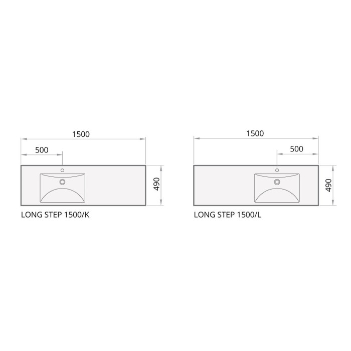 Kivist valamu PAA Long Step, 1500 x 490 mm, ILS1500/L/00