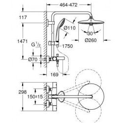 Душевые наборы Superintendental Systems с клювом для ванны GROHE Euphoria 260, 27475001