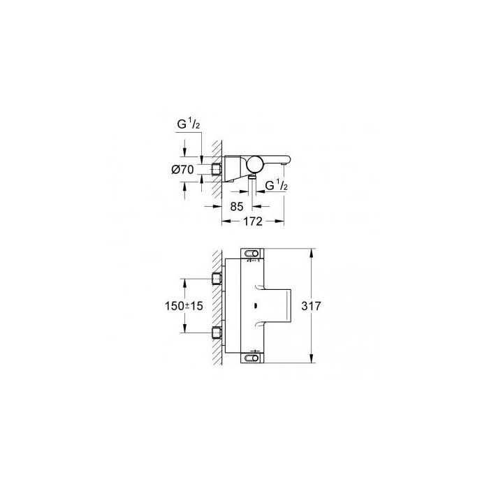 Термостатический смеситель GROHE Grohtherm 2000 Новый с полкой, 34464001