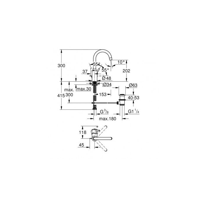 Washbasin mixer GROHE Concetto L, 32629002