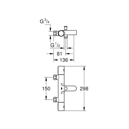 Thermostatic faucet for bath-shower grohe Grohtherm 800 Cosmopolitan, 34770000