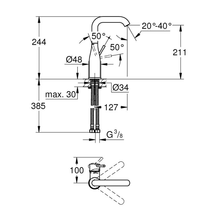 Washbasin mixer GROHE Essence L, 23541001