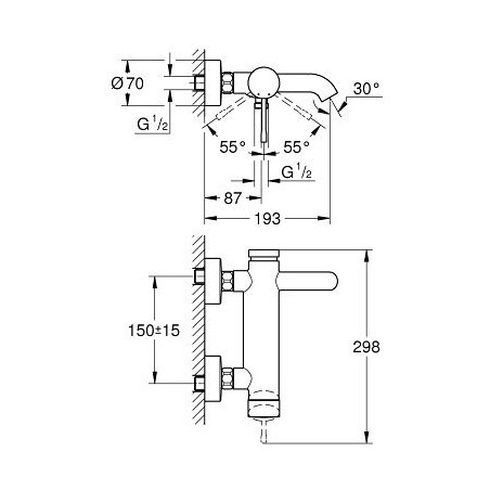 Vonios - dušo maišytuvas GROHE Essence New, 33624GL1