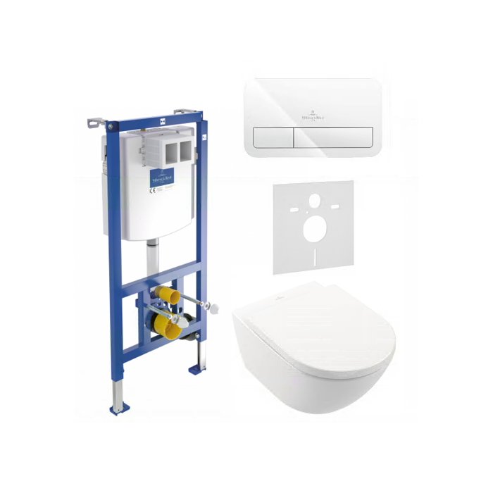 Potinkinio WC rėmo (4 in 1 White) yra unitazo rinkinys villeroy & BOCH Subway 3.0 Twist flush su slow close dangčiu is keramikos