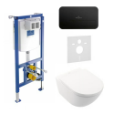 Potinkinio WC rėmo (4 in 1 Black) yra unitazo kit villeroy & BOCH Subway 3.0 Twist flush su slow close dangčiu is keramikos 