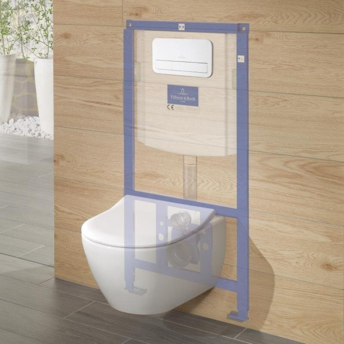 Pre-walled WC frame (4 in 1 Black) is a toilet kit villeroy &boch subway 3.0 twist flush with slow close cover is ceramic 