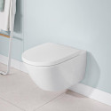Seina sisse WC raam (4 in 1 harjatud kroom) on WC-komplekt villeroy & BOCH Subway 3.0 Twist flush aeglase sulgemiskattega 