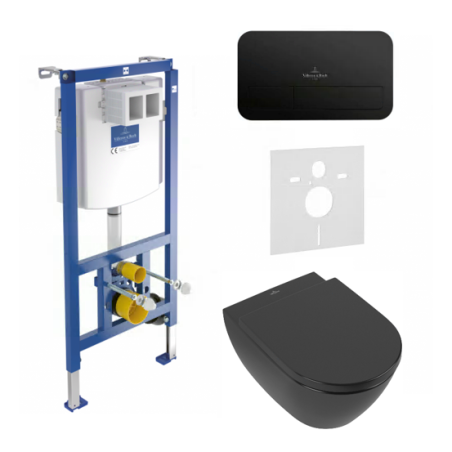 Potinkinio WC rėmo (4 in 1 Black) yra unitazo kit villeroy & boch subway 2.0 su cramic plus danga is soft close dangčiu