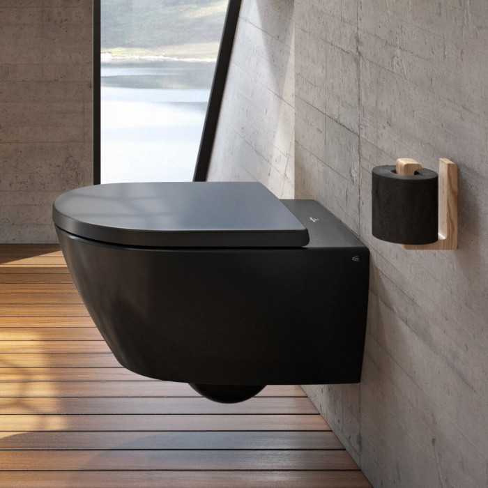 Seina sisse WC raam (4 in 1 Black) on WC-komplekt villeroy & boch subway 2.0 koos cramic plus kattega on pehme lähedane kate