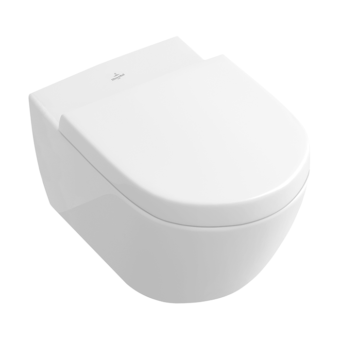 Подвесной туалетный горшок VILLEROY & BOCH Subway 2.0 DirectFlush с толстой медленно движущейся крышкой, с покрытием Ceramic Plu