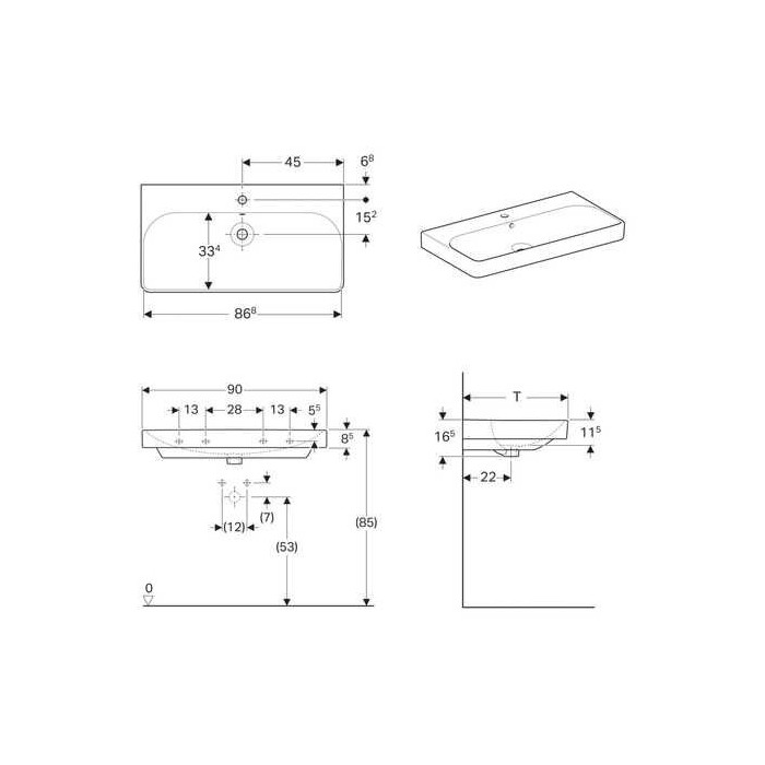 Izlietnes mēbeles GEBERIT Smile Square 90 cm
