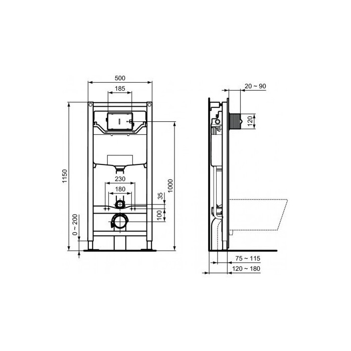 Pre-wall WC frame IDEAL STANDARD ProSys 120 cm (2 in 1), R020467