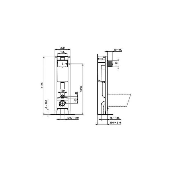 Priekšsienas WC rāmis IDEAL STANDARD ProSys 30 cm (2 in 1), E233267
