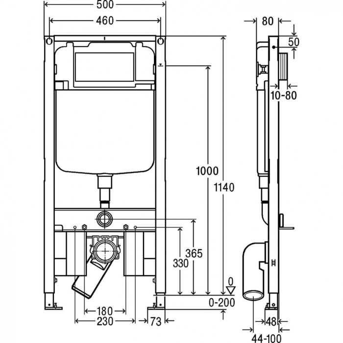 Pre-walled WC frame VIEGA Prevista 80 mm (2 in 1)