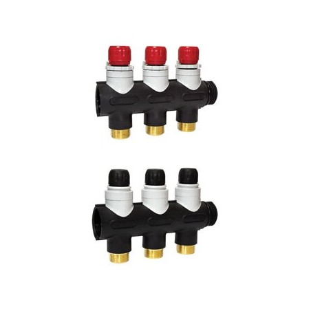 Adjustable underfloor heating collector WAVIN 3 rings without flow meters, 3052725