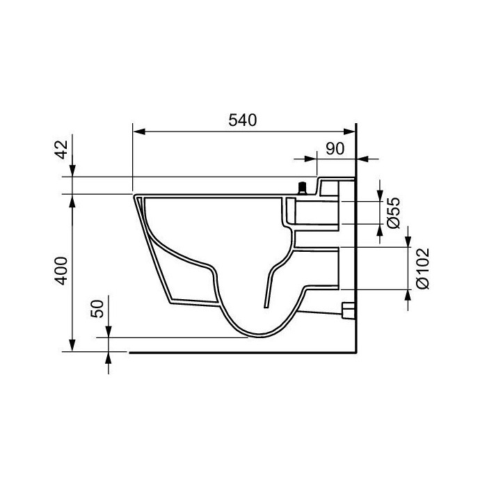 Suspended unit TECEone Rimless with seat and lid