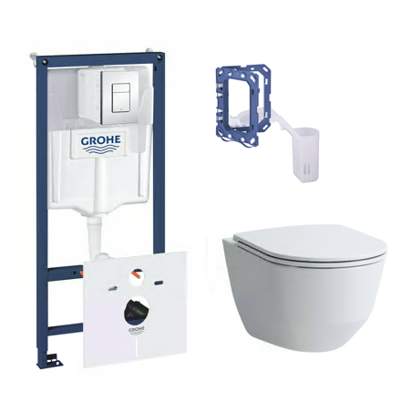 Seina sisse paigaldatav WC-raam GROHE Rapid SL 5 in 1 + peatatud WC LAUFEN Pro Rimless SLIM Slowclose kattega